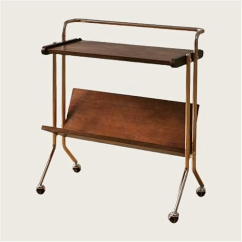 TFNSPFNSA Storage Cart, Metal Frame Trolley, Tea Table with Handle, Small Sofa Side Table, Modern End Table for Small Space, Living Room(Brown)
