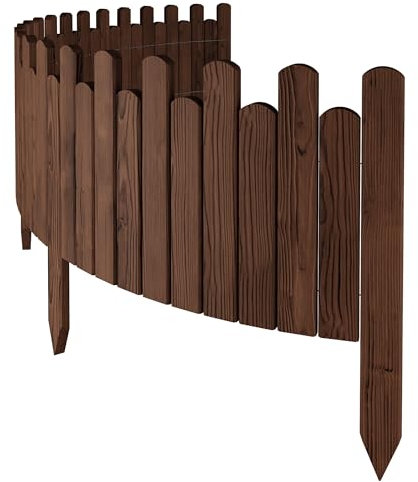 Bordure de Jardin en Bois Clôture d'Extérieur 200 cm x 30 cm Marron Barrières de Jardin Piquets d'ancrage Bordure de Gazon Palissade