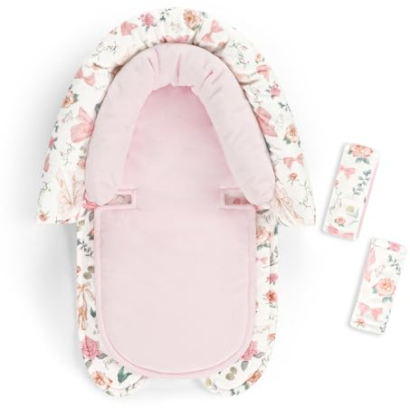 GFU Baby Car Seat Head Support for Newborn, 2 in 1 Infant Car Seat Head Body Support with Strap Pads, Soft Stroller Cushion Pillow Insert for Girls, Fits for Stroller, Swing, Pink Floral
