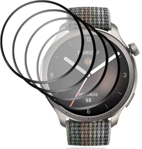 Gelaasso Protector de Pantalla para Amazfit Balance, [4 Piezas] Protector de Pantalla Premium Cobertura Completa Film Láminas, Sin Burbujas Anti-arañazo Protectora