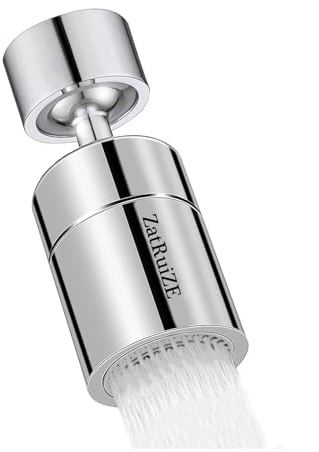 Kitchen Sink Faucet Aerator, 360 Degree Swivel Adjustable Sink Faucet Head Replacement, 2 Spray Modes Function Soft Stream/Strong Sprayer 22mm - Chrome