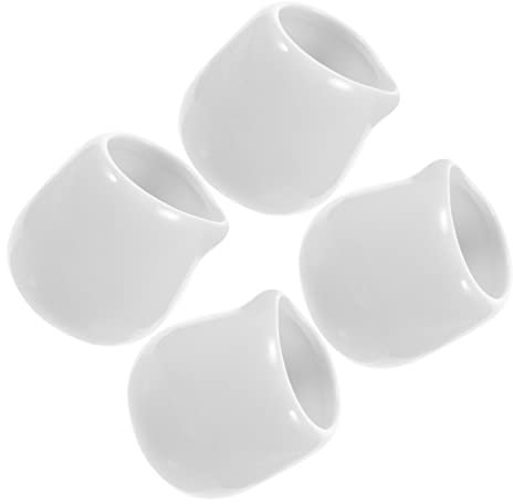 LIGIGWASH Mini White Ceramic Sauce Container Gravy Boat Milk Jug 60ml 4pcs Set Kitchen Condiment Pouring Cups for Restaurant and Home