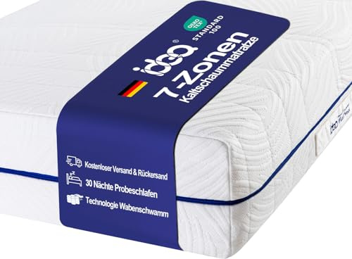 Madrass 90 x 200 cm (H3), ergonomisk kall skummadrass, ortopediska 7-zonsmadrassor, allergivänliga och antibakteriella, Oeko-TEX-certifierat, avtagbart och tvättbart (höjd 23 cm, 90 x 200 cm)