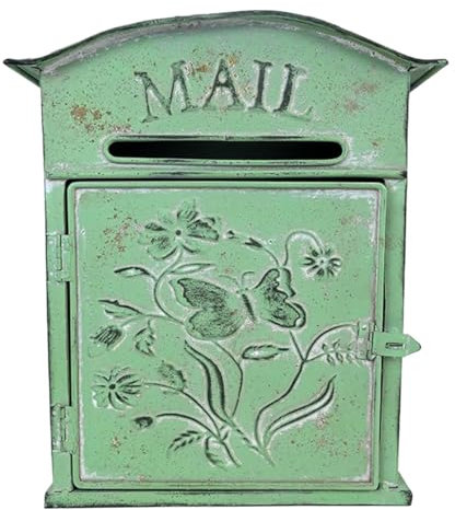 Cassetta Postale da Incasso in Metallo, con Serratura, per Uso Domestico, Garage, pareti, Verde 27 x 10 x 31,5 cm (Verde 27 x 10 x 31,5 cm)