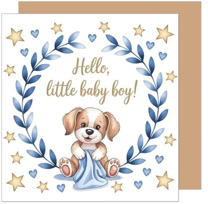 Edition Seidel Tarjeta de felicitación de nacimiento cuadrada con sobre, tarjeta de felicitación para bebé con texto en inglés «Welcome Babycome» (EQ133 SW025)