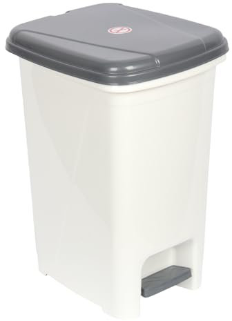Jolie Max Slim Pedal Bin. Foot Pedal Dustbin, Silver with Black Lid, Space-Saving Design for Efficient Waste Disposal (25L)