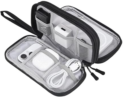 Riybyds Borsa Organizzatrice per Cavi e Accessori Elettronici, organizer cavi, Custodia Portatile per Viaggio, Adatta per USB, Documenti, Caricabatterie, Hard Disk, Materiale Impermeabile, Nero