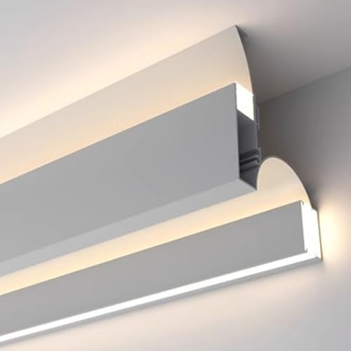 YUEKOPOU Canal Lumineux à LED, éclairage de Plafond, Plinth Moulure de Plafond LED en Aluminium Blanc et Noir, Plusieurs Tailles(White,1.5 m/4.9 ft)