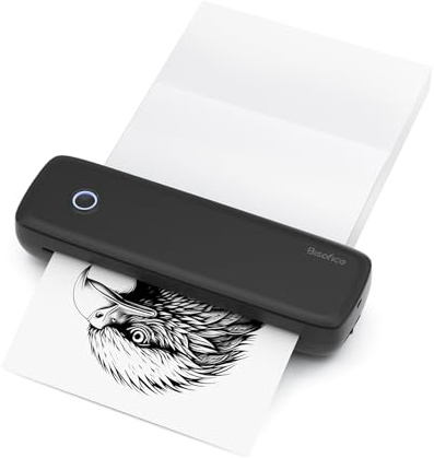 ACAGALA Impresora térmica A4 con Bluetooth y USB (304 dpi) – Impresión multiformato 56 mm/77 mm/107 mm/210 mm/216 mm – Universal para textos e imágenes – Batería de litio – Incluye rollo de papel
