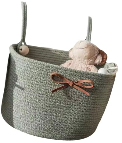 Gramigg Aufbewahrungskorb aus Baumwollseil, große Tasche für Windeln, Kleidung, Kinderzimmer, Organisation, Hängeorganizer, tragbare Aufbewahrungslösung für Kinderbetten