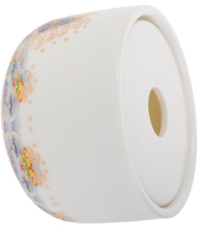 IMIKEYA Ceramica con coperchio Minimalista Beige per casa e ufficio Elegante vassoio per rifiuti con design e protezione dal vento