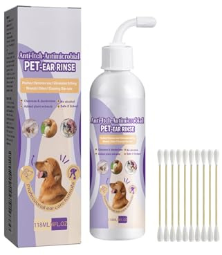 KOAHDE Limpiador de Oídos para Perros y Gatos,Higiene para Orejas,118ML,1PC,Solución Limpieza Oídos Perros y Gatos,Eliminar el Cerumen y el Olor