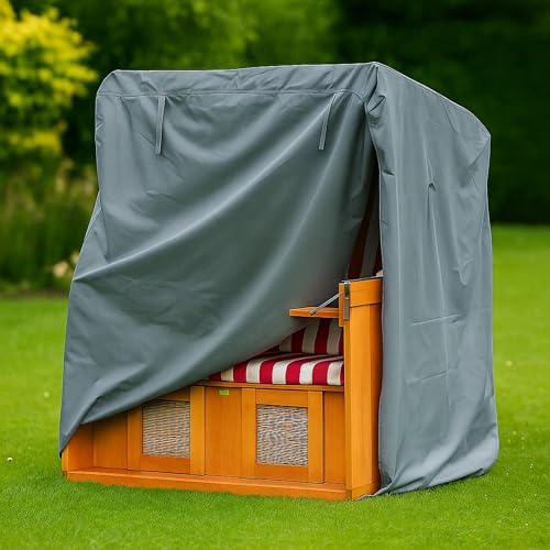 Strandkorbhülle 137cm, Abdeckung Strandkorb Oxford 600D 350 g/m², Strandkorbhülle winterfest, Schutzhülle Strandkorb atmungsaktiv, Strandkorb Abdeckung UV-beständig, Hülle Strandkorb wasserdicht