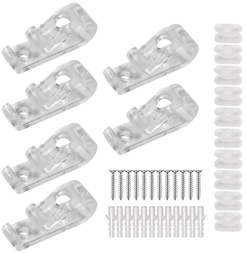 6 PCS Child Safety Clear Roman Blind P Clip with 10 Plastic Blinds Chain Connector,12 Metal Screws,12 Plastic Pillars for Vertical Roman Roller Blinds Ball Chain Cord Control