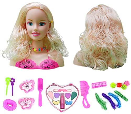 Thonlai Haarstyling-Puppe, 17-teiliges Make-up-Spielzeug für, mit Friseurzubehör, Pädagogisches Geschenk für Mädchen, Langlebiges Kunststoffmaterial (Thonlai0tQ-10322117)