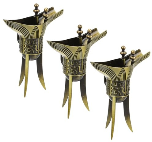 UTHCLO Set 3 Bicchieri da Shot Vintage in Stile Cinese, Tazze da Liquore Emperor in Bronzo Antico, per Vino, Vodka e Tè, Regalo e Decorazione Ufficio