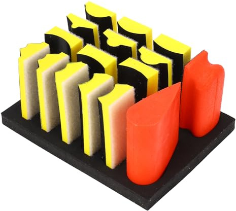 RASTKY Set di Blocchi per Molatura Manuale Blocchi per Lucidatura Autoadesivi con Superficie Curva 16 Pezzi Fibra di Nylon per Progetti di Lavorazione del Legno Lucidatura di Metalli Giallo