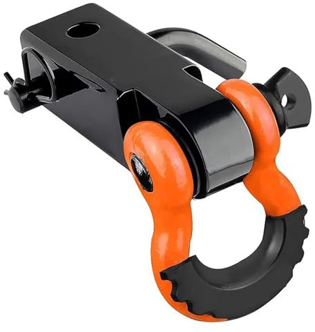 Genérico Receptor Enganche Remolque De 2 De 35 000 Libras Y 16 Toneladas con Pasador De Tornillo De 5/8 Y Grillete De 3/4(Naranja)