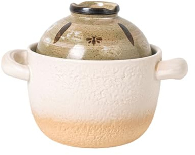 Japanese Ceramic Casserole Dish with Lid, Small Clay Pot for Soups Stews & Porridge-Heat-Resistant Double Handles, Energy Concentrating Unglazed Base-Ideal for Household Kitchen & Table Serving(Nero)