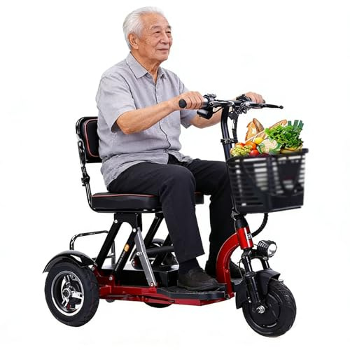 Mobility Scooters for Adults Foldable, 3 Wheel Lightweight Folding Mobility Scooter, Comfortable Seat - Ideal for Elderly & Disabled