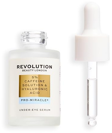 Revolution Beauty London, Revolution Pro Miracle, 5% Caffeine Solution & HA Under Eye Serum, Combat Dark Circles & Puffiness, Smooth & Hydrate, Reduce Signs of Ageing, 30ml