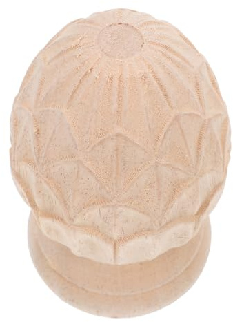 HEMOTON Remate de Piña de Madera Maciza para Postes de Escalera y Columnas Decorativas, Estilo Europeo Elegante Tallado Artístico y Acabado Khaki para Decoración del Hogar