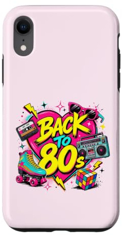 Back to 80s Nostalgia Roller Skate Boombox Cassette années 80 Coque pour iPhone XR