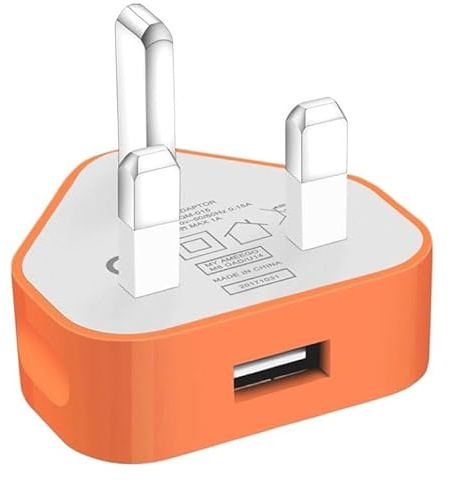 USB Desktop UK Plug, USB Charger, Adapter CE Approved Compatible iOSiPhone iOSiPad All Models Samsung Galaxy HTC LG Sony Huawei Motorolla and Many More Models (Orange)