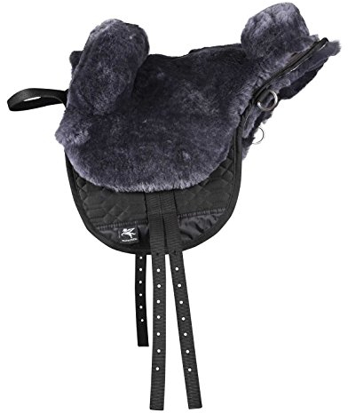 Engel Reitsport | FELLSA-R1-ANT | Hochwertiger Fellsattel | echtes Merino Lammfell | baumloses Bare-Back-pad | Gr. Pony Farbe anthrazit grau