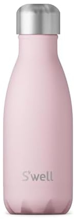 S'well Stainless Steel Water Bottle, 9oz, Pink Topaz, Triple Layered Vacuum Insulated Containers Keeps Drinks Cold for 24 Hours and Hot for 12, BPA Free, Perfect for On the Go