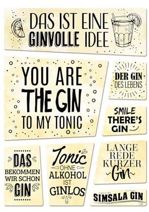 Alkohol Kühlschrankmagnete 8er Set mit Sprüchen über Gin Tonic Party Cocktail