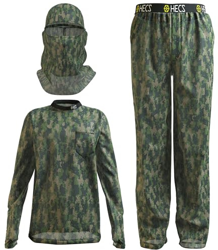 HECS HECSTYLE Lightweight System | Hunting Camo Suit with Bioelectric Shielding | Hunting Clothes for Men | Patented Technology | Mens Hunting Clothes - Medium - Green