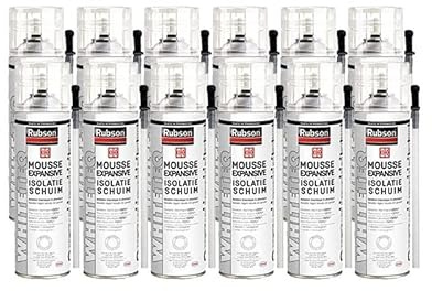RUBSON WhiteTeq - Lot de 12 Mousses PU expansive 500ml Manuelle - Mousse d'isolation thermique et phonique multi-matériaux – Isolant polyruréthane ultra blanche avec densité renforcée