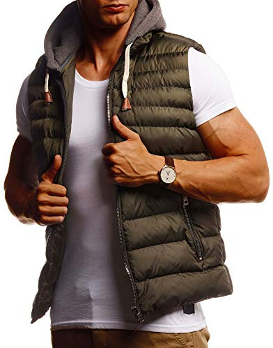 Leif Nelson Herren Steppweste mit Kapuze | Outdoor Weste ärmellos | Fleeceweste für Herren | Übergangsweste Outdoor & Freizeit