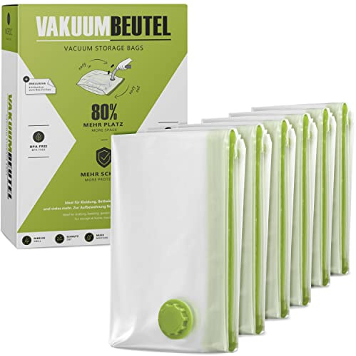 NORDIC® - Sacchetti sottovuoto vestiti - 6 pezzi XL (100x80cm) - senza BPA con etichette - sacchetti sottovuoto riutilizzabili - buste sottovuoto vestiti - sacchi sottovuoto piumoni