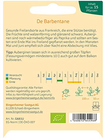 Bingenheimer Saatgut Aubergine De Barbentane bio für ca. 15 Pflanzen