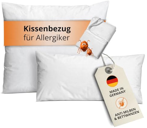 sleepling Milbenbezug Kissen 40x145 für Seitenschläfer, Kissenbezug für Allergiker, Kissenschoner gegen Milben und Hausstaub, Evolon Encasing, 95 Grad Kochfest, Made in Germany, weiß
