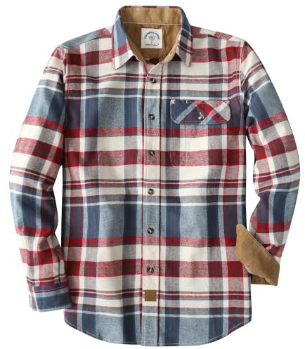 Dubinik® 6 oz Chemise Flanelle Homme Douce Rétro Manches Longues À Carreaux Casual Chaude Regular Fit