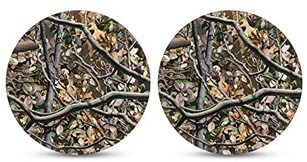 Coloranimal Untersetzer aus Eichenholz, Camouflage-Blätter, Jagd, Wildholz, saugfähig, Auto-Untersetzer, 7,1 cm, leicht zu entfernen, niedliches Innenpolster, Auto-Zubehör