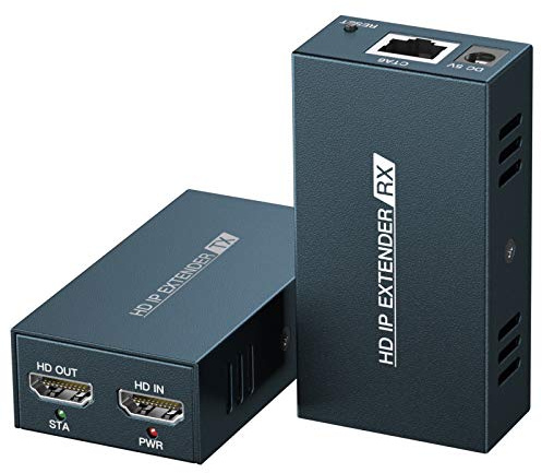 PWAYTEK Ricevitore Extender HDMI 150m su Cat5e-Cat8, Full HD 1080P@60Hz, loop-out integrato, sistema uno a molti via switch gigabit senza ritardi (Blu)