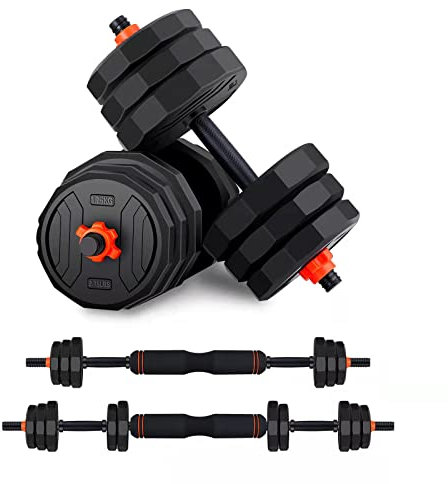 Einstellbare Hanteln Set, Langhanteln Set 20kg mit Verbindungsstange, Rutschfest 3 in 1 Gewicht Hantel Set, Home Fitness/Gym Workout Free Weight Set für Männer Frauen Übungen Training