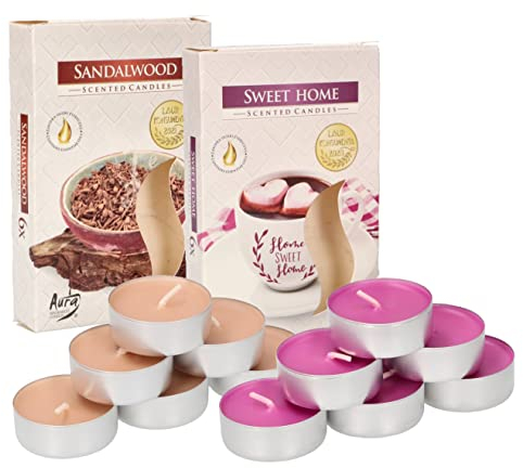 KOTARBAU® Lot de 6 bougies chauffe-plat parfumées - Durée de combustion : 4 heures (Sweet Home + bois de santal