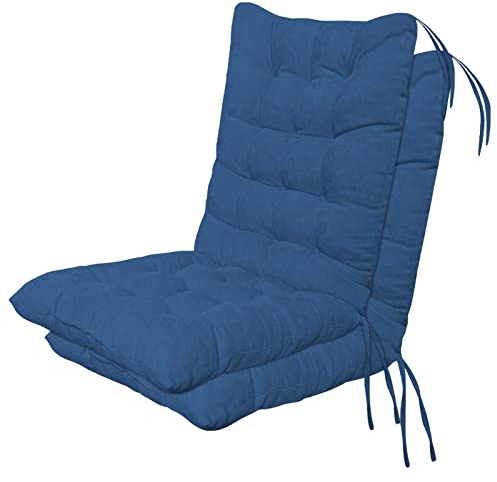 ZOYIEP 2er Set Gartenstuhl Stuhlauflage,Niedriglehner Auflage,Sitzkissen Gartenstuhlauflagen Stuhlkissen Polster waschbar Sitzauflage Rückenkissen (Denim Blue,40x90cm)