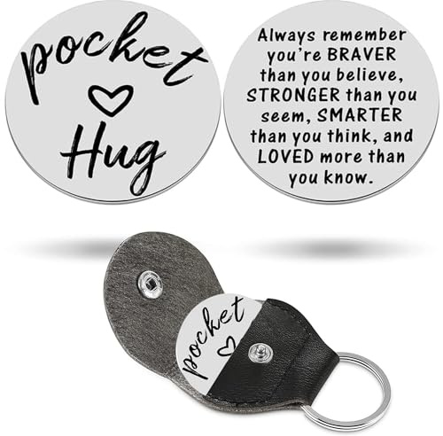 RISFIHEI Eine Kleine Umarmung,Gute Besserung Geschenke,Herz Glücksbringer-Bin Immer Bei Dir-Pärchen Geschenke,Beste Freundin Geschenke,Geschenk für Familie Freund Freundin Patient usw. (D-Silver)
