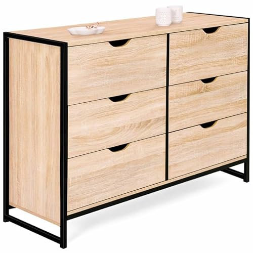 IDMarket - Commode 6 tiroirs Detroit 115 cm Design Industriel