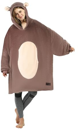Catalonia Classy Oversized Sherpa Hoodie Decke, großes Kapuzen-Sweatshirt für Frauen, weiche gemütliche warme tragbare Decken mit Kapuze & Fronttasche für Erwachsene Teenager Mädchen Männer