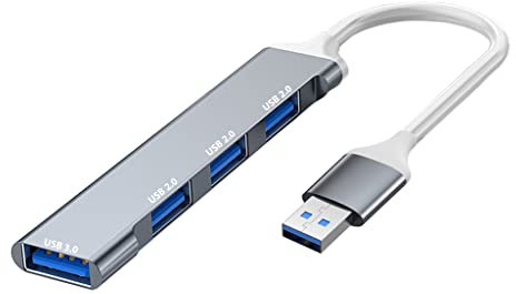 Pipestation® USB Hub (4-in-1) | 4-port USB-A USB3 USB 3 Hub Extension Splitter Multiport Adapter For - Laptop Pc Macbook Pro Air Mini Dell Hp Keyboard Flash Drive Steam Deck Stream Deck Dock Dongle