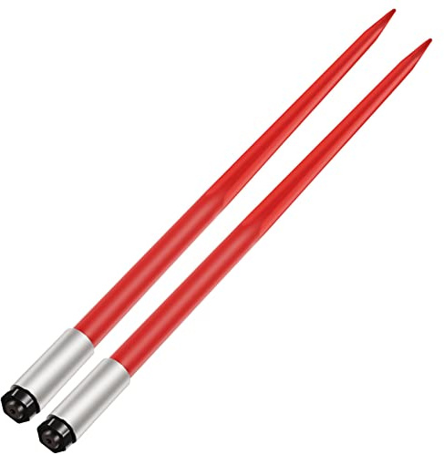 VEVOR Lanza de heno 125 cm 2 lanzas cuadradas para pacas de heno, punta de paca de fijación rápida Carga de 2041 kg horquillas para pacas recubiertas de rojo funda de tuerca hexagonal para tractores