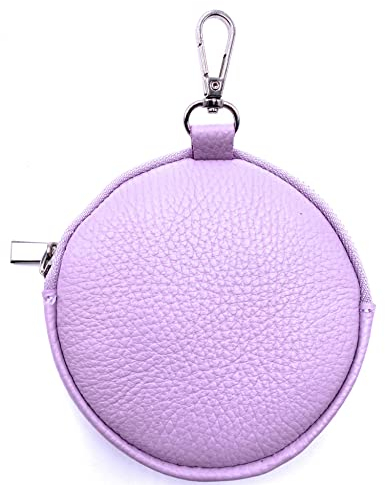 FASHION YOU WANT Damen Münzbörse aus echtes Leder, kleine Geldbörse mit Reißverschluss, Mini Portemonnaie Coin Pocket für Frauen Mädchen Kinder (lila)