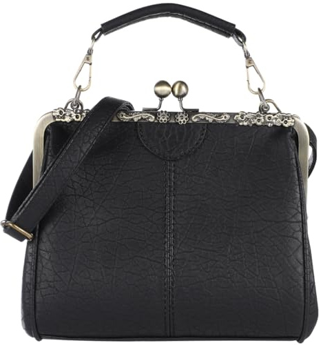 ifundom Vintage Kiss Lock Clutch Für Damen Leder Umhängetasche Abendgeldbörse